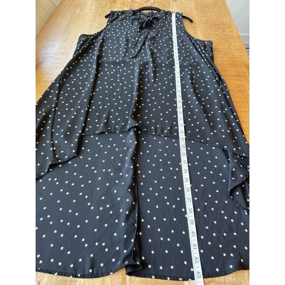 Torrid 2 Women's Sleeveless Black Star Print Pullover High Low Chiffon Duster 2X - Picture 8 of 8